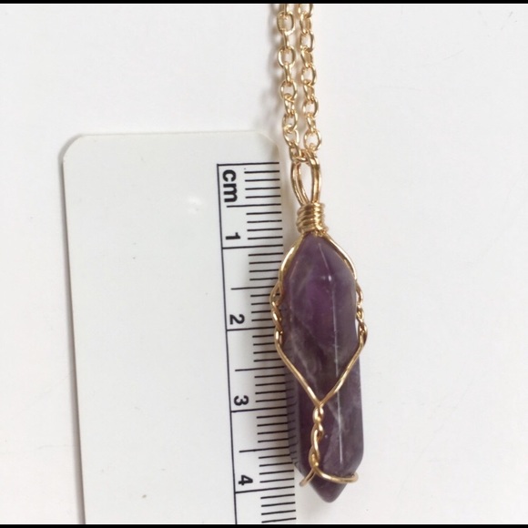 Natural Spiritual Amethyst Crystal Wired Necklace - Picture 3 of 8